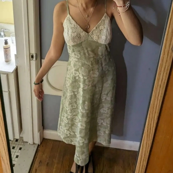 Cider Green Lace Floral Sweetheart Midi Dress NWT XS Cottagecore Spring Wedding - Picture 2 of 11